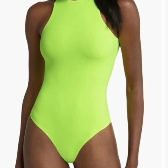 SKIMS Tops - SKIMS Fits Everybody High Neck Bodysuit Color NEON LIME Size Large